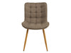 Grey cushioned chair with wooden legs by [Brand].