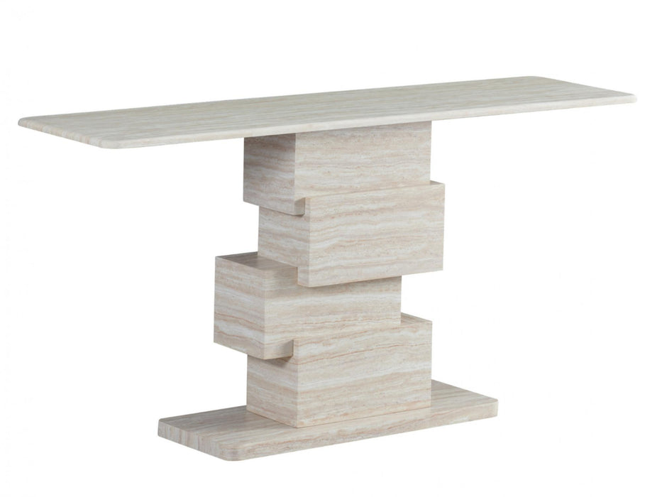 Erion Console Table White Travertine