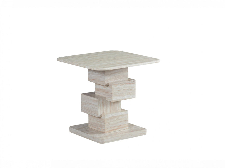 Erion Side Table White Travertine