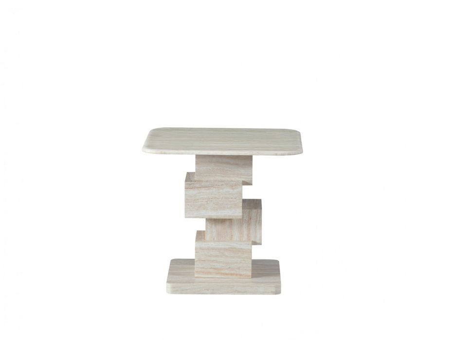 Erion Side Table White Travertine