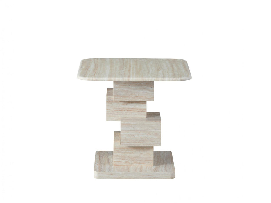 Erion Side Table White Travertine