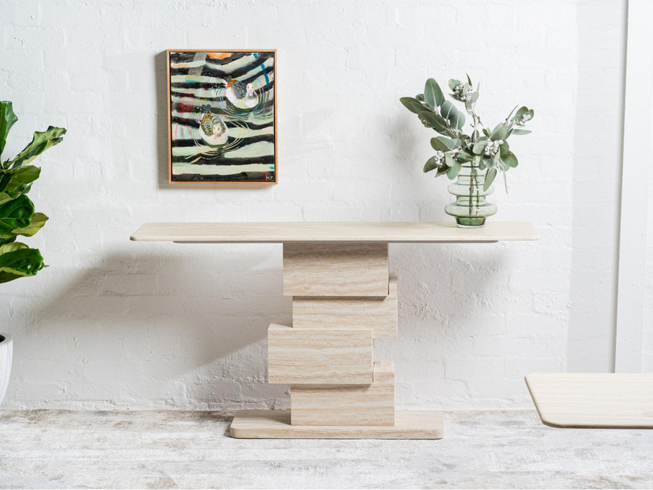 Erion Console Table White Travertine