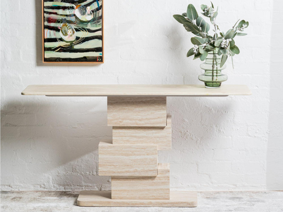 Erion Console Table White Travertine