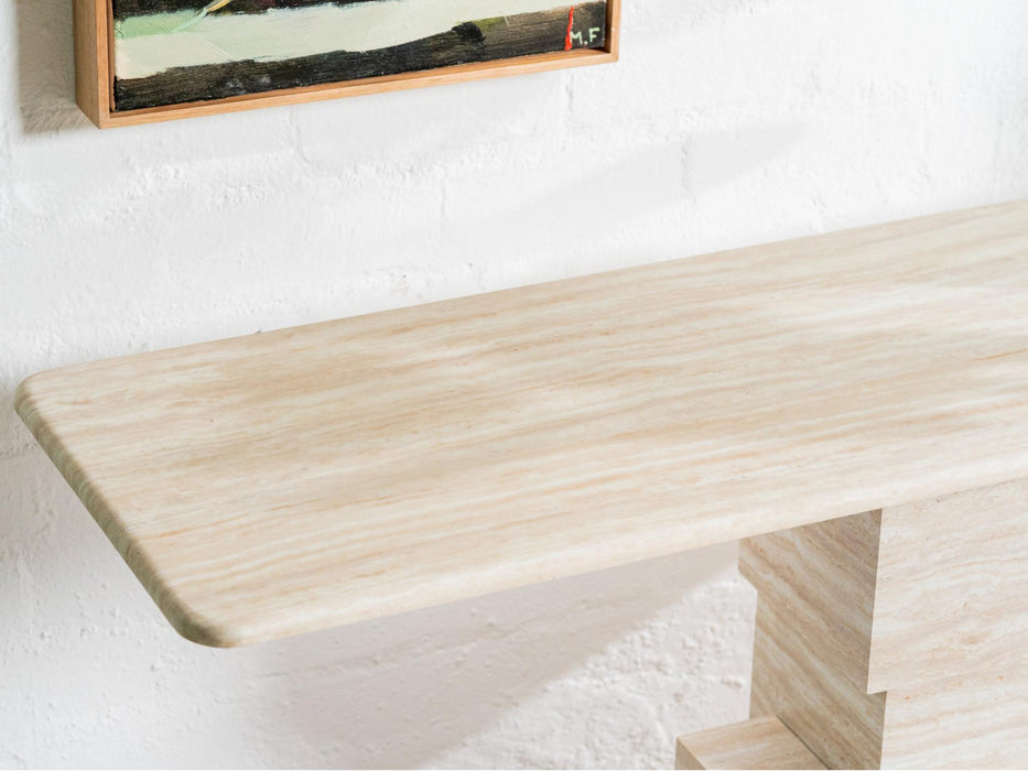 Erion Console Table White Travertine