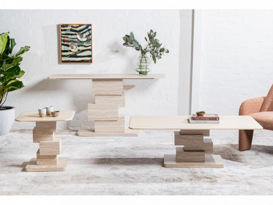 Erion Console Table White Travertine