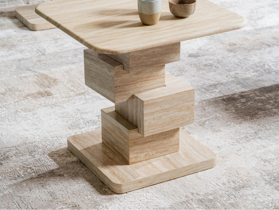 Erion Side Table White Travertine