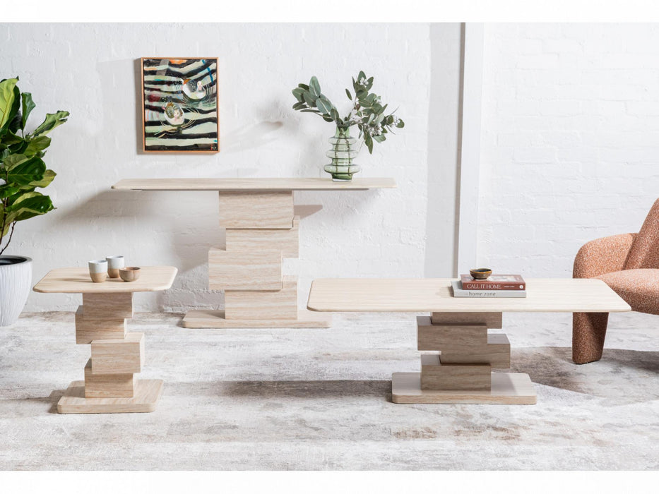 Erion Side Table White Travertine