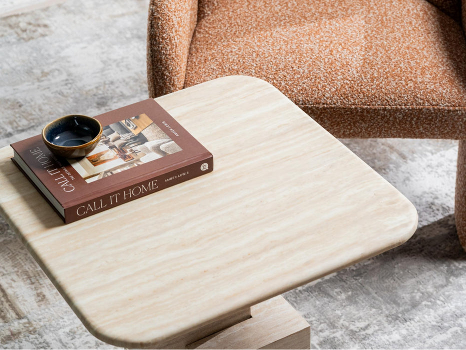 Erion Side Table White Travertine