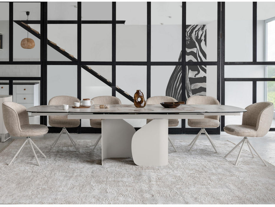Merano Extension Dining Table Milan White Marble