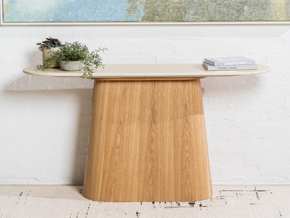 Wexley Console Table White Travertine