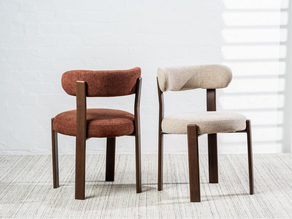 Carmine Dining Chair Beige - Walnut Frame (Set of 2)