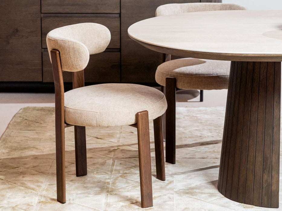 Carmine Dining Chair Beige - Walnut Frame (Set of 2)