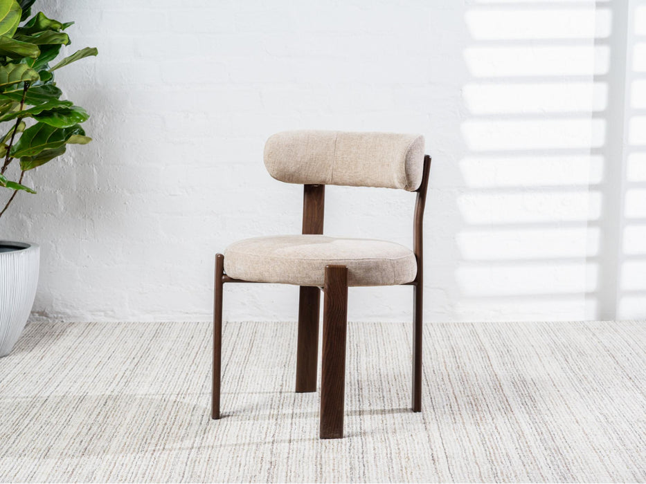 Carmine Dining Chair Beige - Walnut Frame (Set of 2)