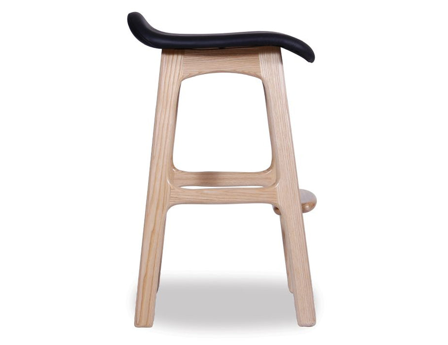 Scandi Stool - Natural - Black Leather