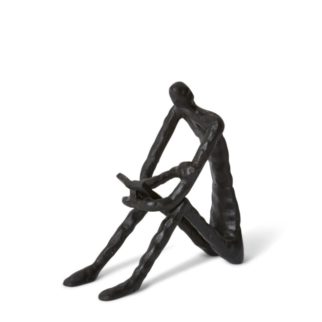 Man Reading Scuplture - Black, 23cm (H)