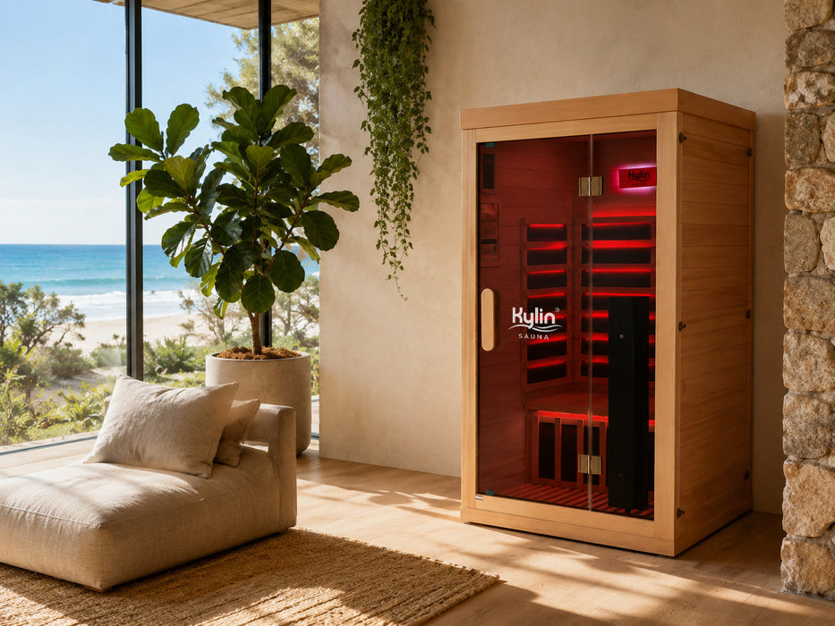 Kylin Premium Full Spectrum Low EMF Infrared Sauna Room 1 Person H6120 (Floor Heater included)