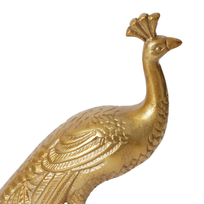 Peacock Sculpture - Gold, 19cm (H)