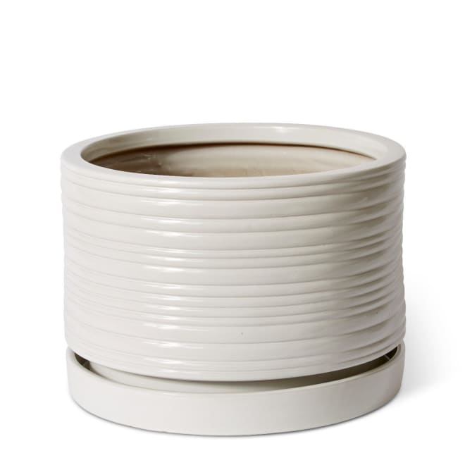 Henley Planter w Saucer (Outdoor) - White, 31cm (H)