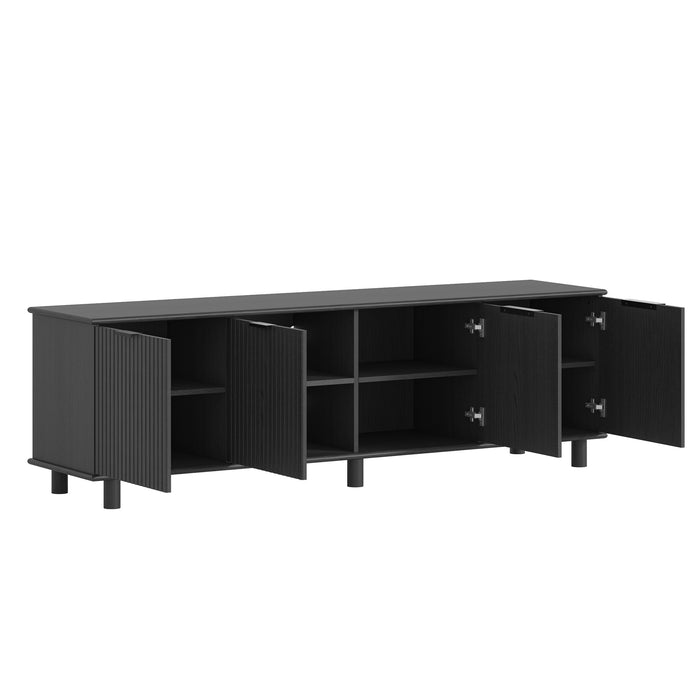 Sorrento 4 Door TV Unit 180cm - Woodgrain Black