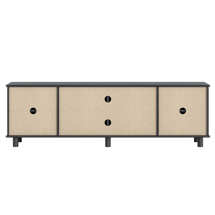 Sorrento 4 Door TV Unit 180cm - Woodgrain Black