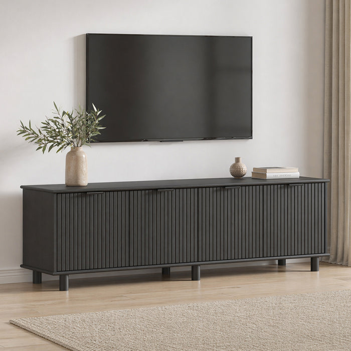 Sorrento 4 Door TV Unit 180cm - Woodgrain Black