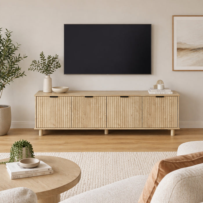 Sorrento 4 Door TV Unit 180cm - Swedish Oak