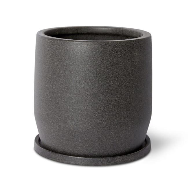 Mason Pot w Saucer - Black, 26cm (H)