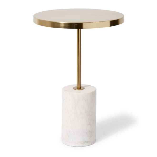 Kush Marble Side Table - Gold/White, 56cm (H)