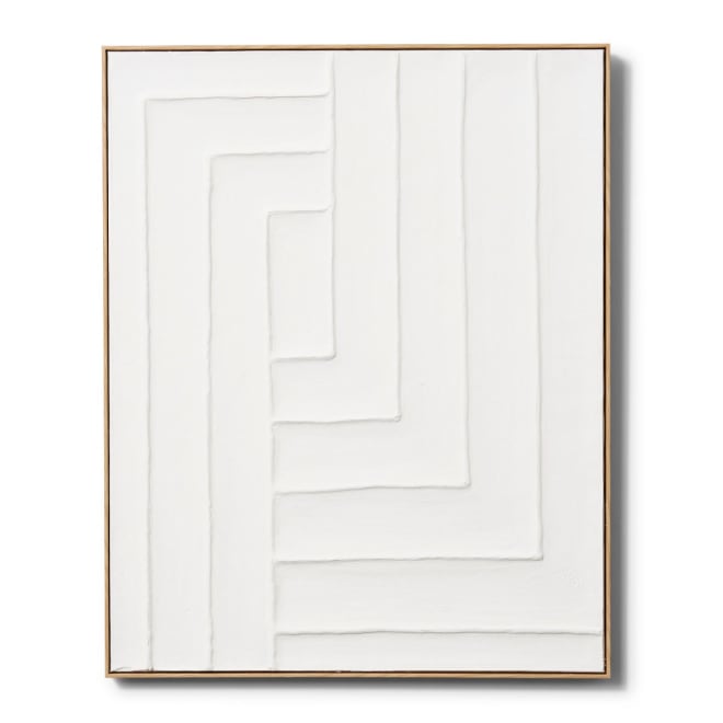 Brooklyn Modern 3D Hand Painted Wall Art - Off White/Natural, 100cm (H)