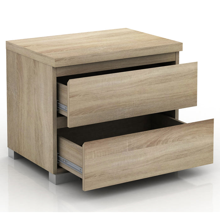 Elara 2 Drawer Bedside Table - Light Sonoma Oak