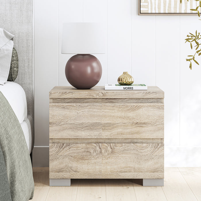 Elara 2 Drawer Bedside Table - Light Sonoma Oak