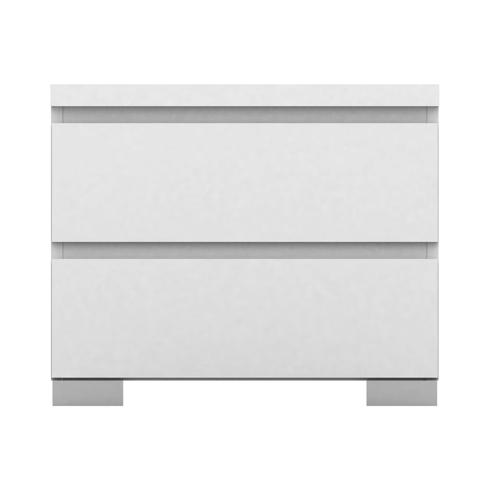Elara 2 Drawer High Gloss Bedside Table - White