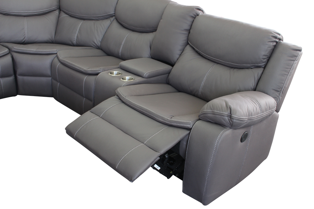 Otto 6 Pc Corner Recliner Suite Power Motion Charcoal Technology Fabric