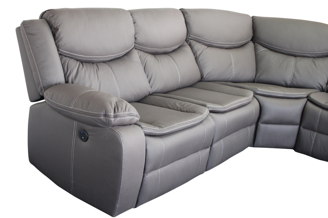 Otto 6 Pc Corner Recliner Suite Power Motion Charcoal Technology Fabric