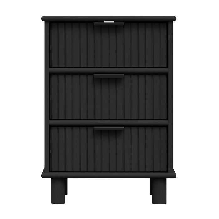 Sorrento 3 Drawer Side Table - Woodgrain Black