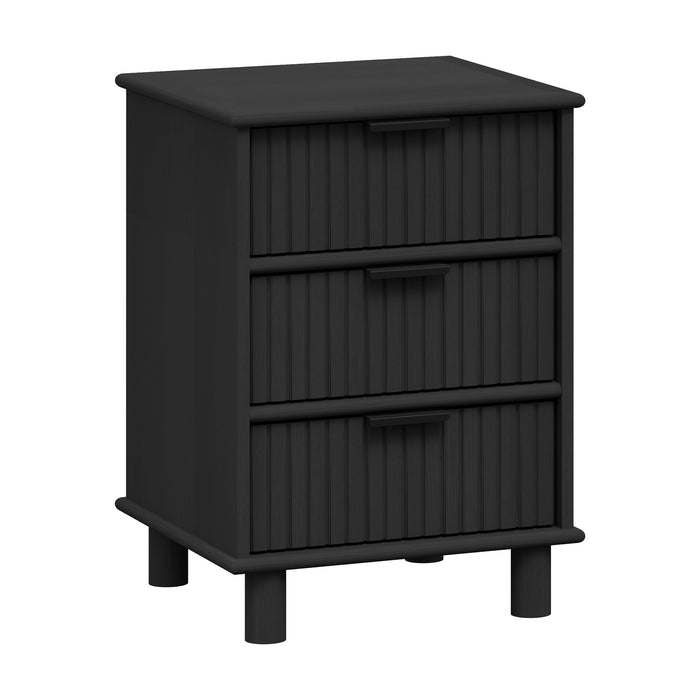 Sorrento 3 Drawer Side Table - Woodgrain Black