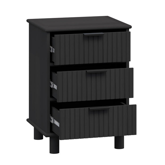 Sorrento 3 Drawer Side Table - Woodgrain Black