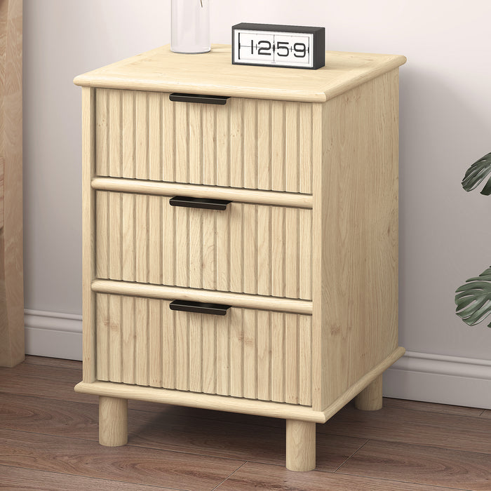 Sorrento 3 Drawer Side Table - Swedish Oak