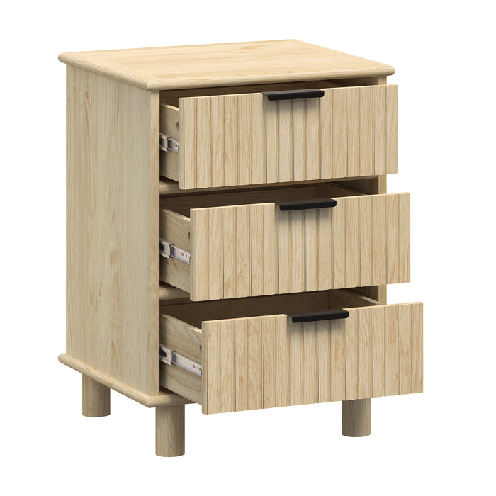 Sorrento 3 Drawer Side Table - Swedish Oak