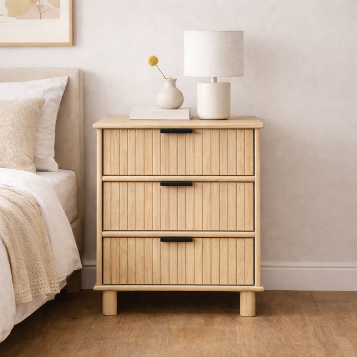 Sorrento 3 Drawer Side Table - Swedish Oak