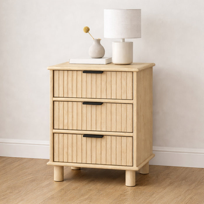 Sorrento 3 Drawer Side Table - Swedish Oak