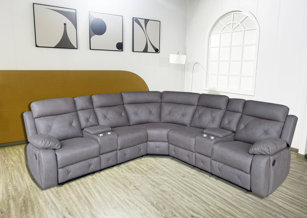 Oxley Corner Recliner Set Brown Technology Fabric