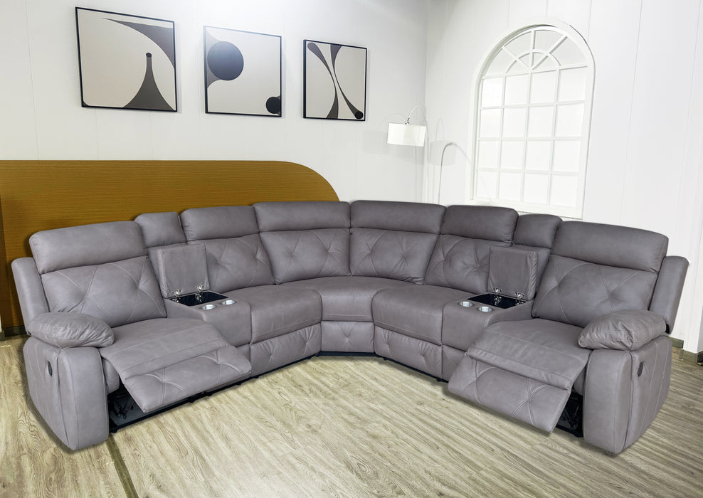 Oxley Corner Recliner Set Brown Technology Fabric