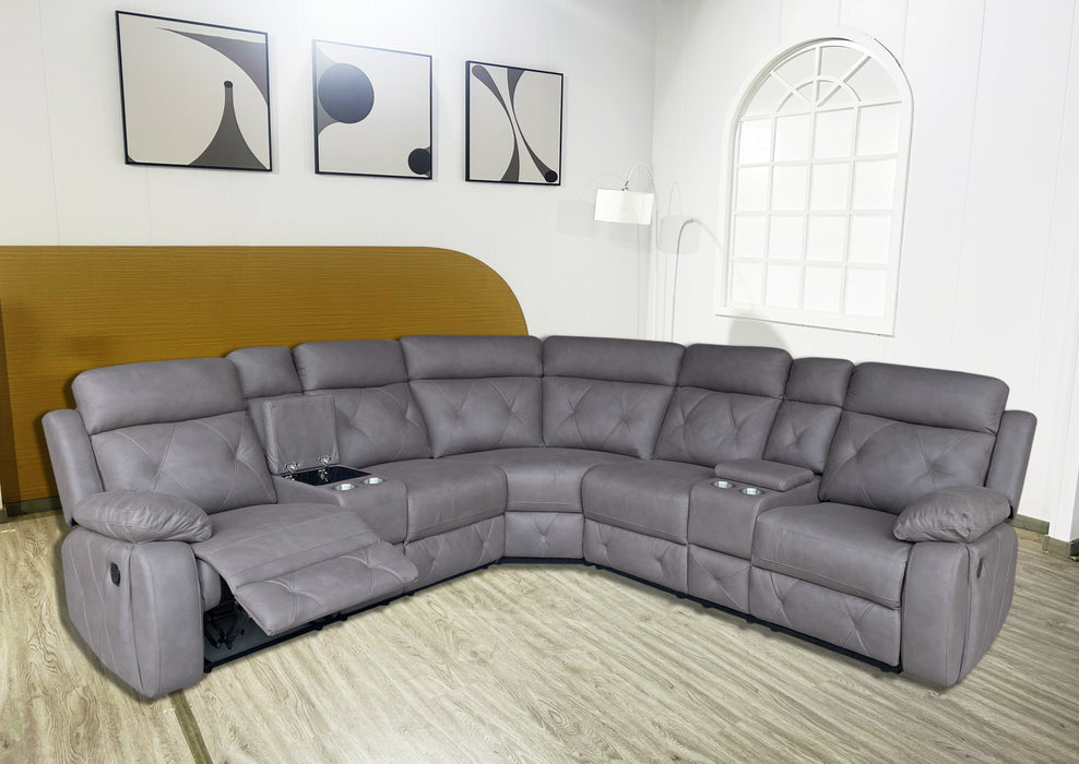 Oxley Corner Recliner Set Brown Technology Fabric