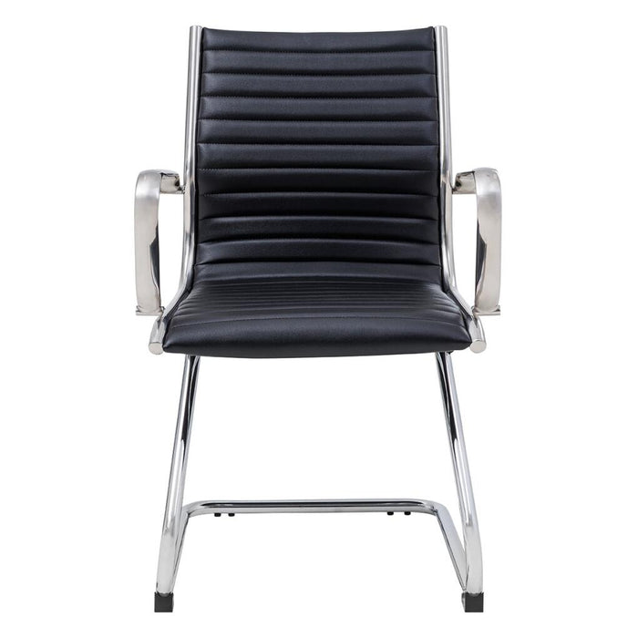 Metro Cantilever Visitor Chair with fixed arms, PU mid-back, PU seat, chrome cantilever base
