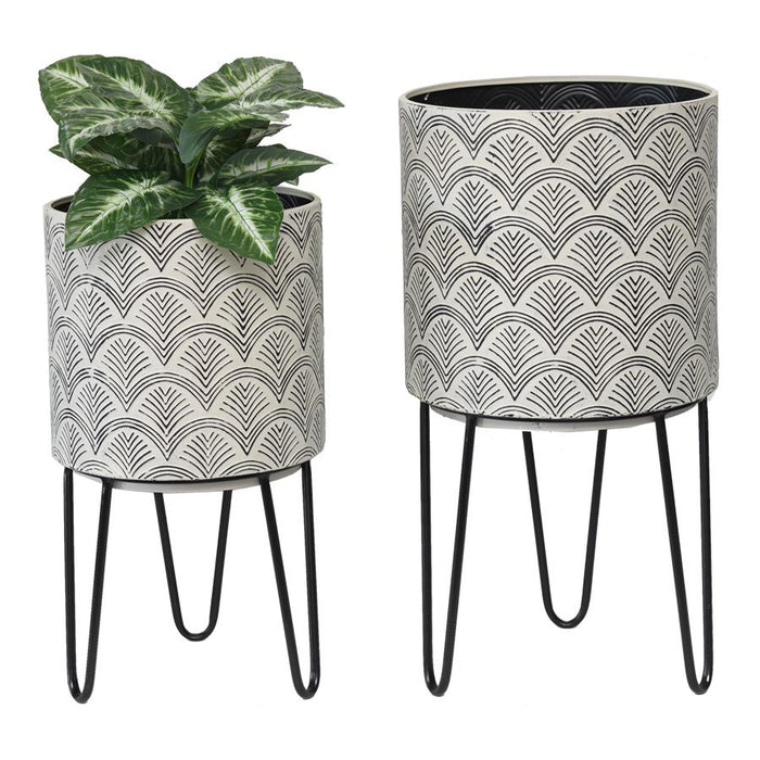 Set/2 Nested Monochrome Fan PotPlanters