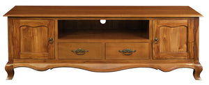 French Provincial 2 Door 2 Drawer Entertainment Unit (Light Pecan)