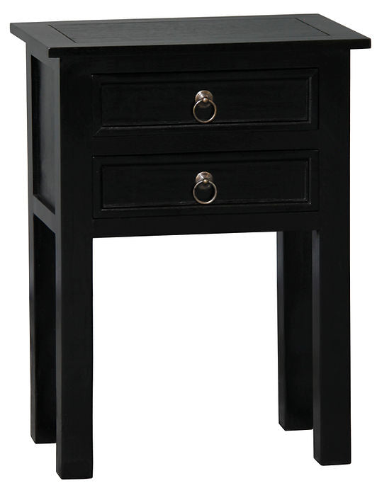 Noir 2 Drawer Side Table (Black)