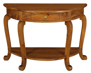 Cabriole Leg 1 Drawer Half Round Sofa Table (Light Pecan)