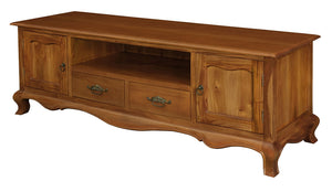 French Provincial 2 Door 2 Drawer Entertainment Unit (Light Pecan)